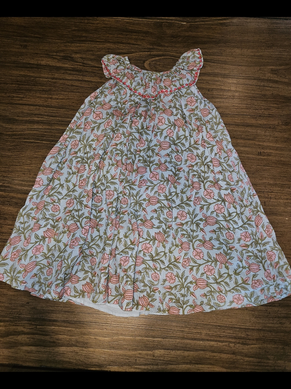 Sleeveless Floral Summer Dress for Girls - Pink & Light Blue
